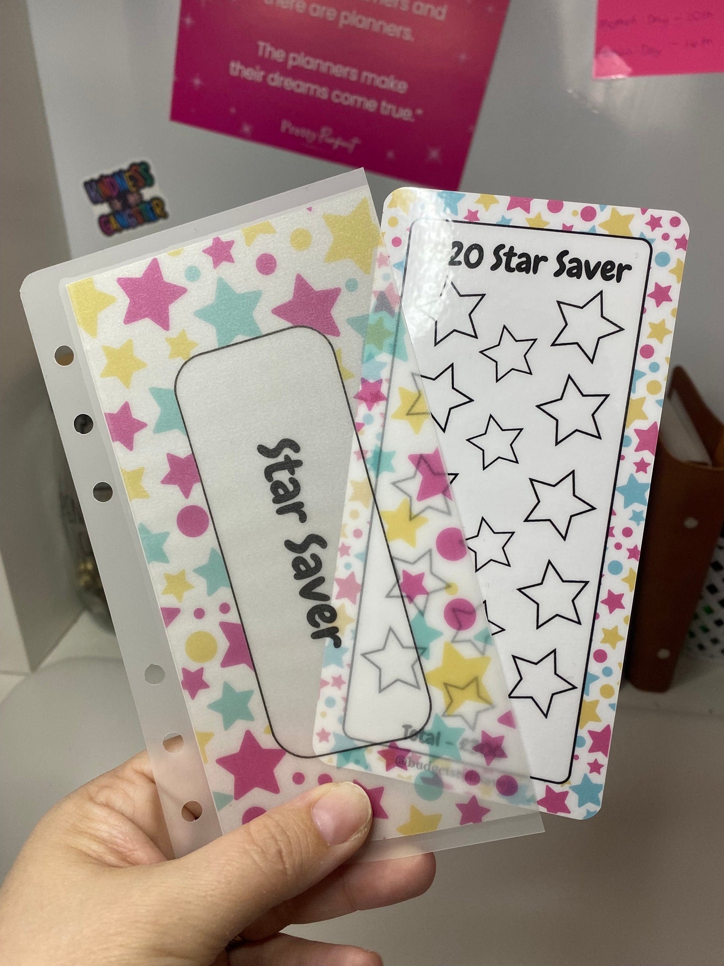 Star Savings Tracker and vellum wallet, Cash Stuffing, Budget Binder Trackers, Save Money, Cash Envelopes, Budgeting