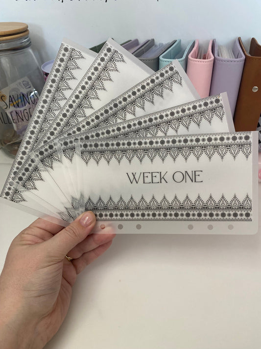 Week 1-5 Mandala Design Vellum Wallets A6 Size