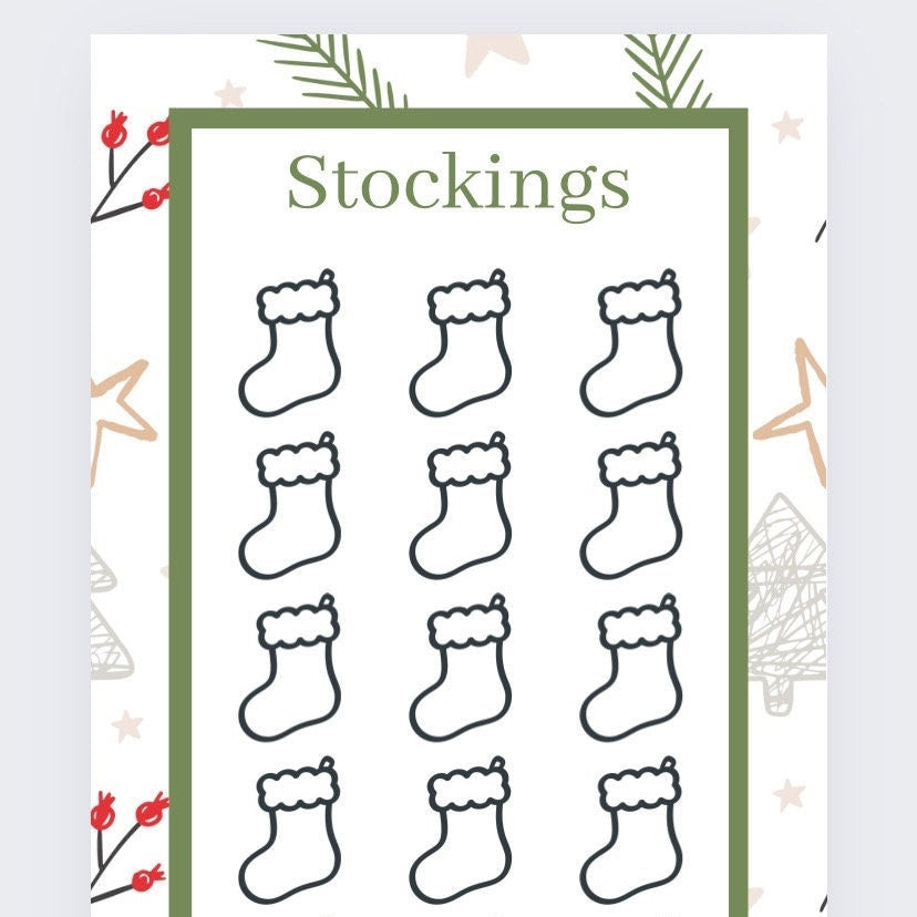 Christmas Stockings Savings Tracker, Cash Stuffing, Budgeting, Christmas Eve