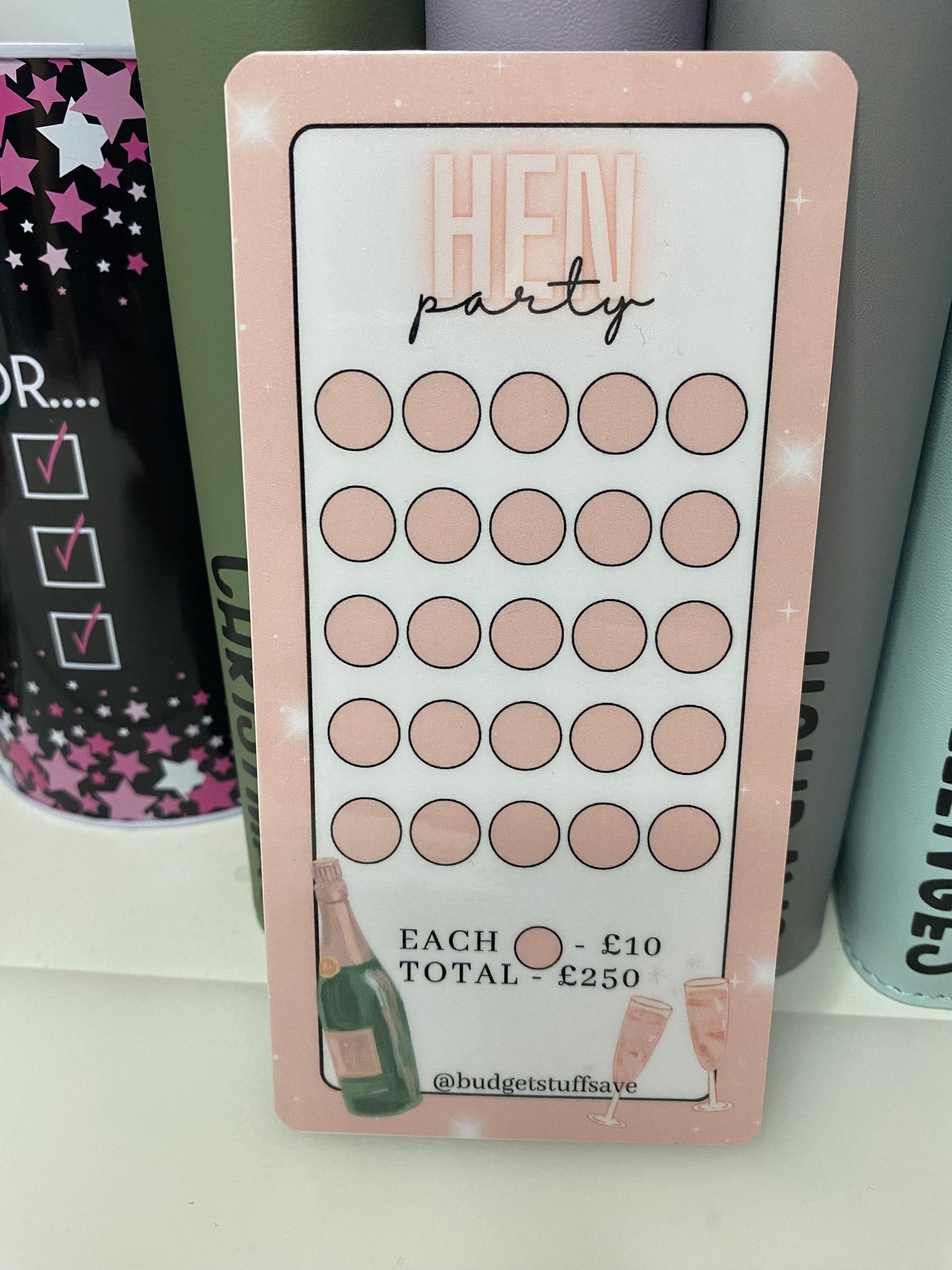 Hen party Savings Tracker and vellum wallet, cash Stuffing, Budgeting, A6 binder, Save money,  Envelope method, Budget, Challenge,