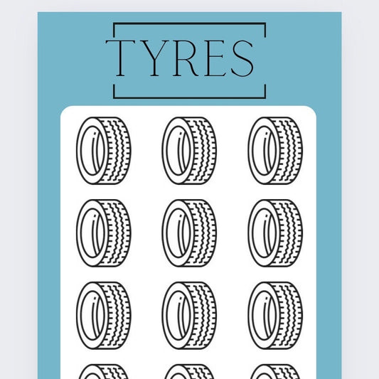 Blue Car TYRES savings tracker, budgeting, Cash stuffing