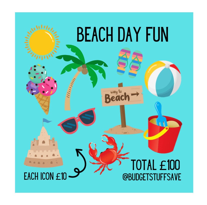 Beach Day Budget Tracker, Cash Stuffing, Budget Binder, pocket money, cash envelope