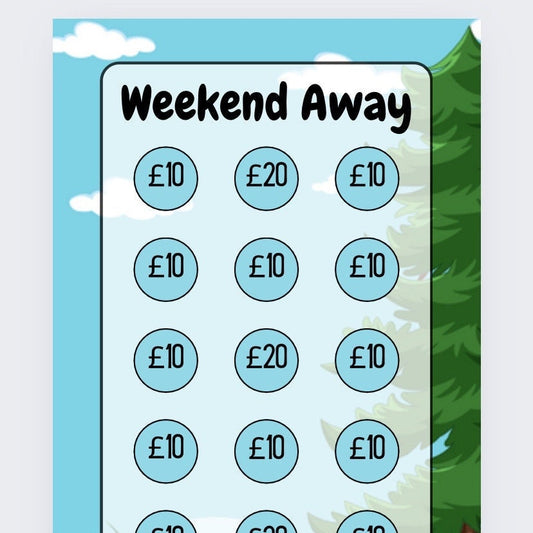 Weekend Away Savings Tracker and vellum wallet, Cash Stuffing, Budgeting
