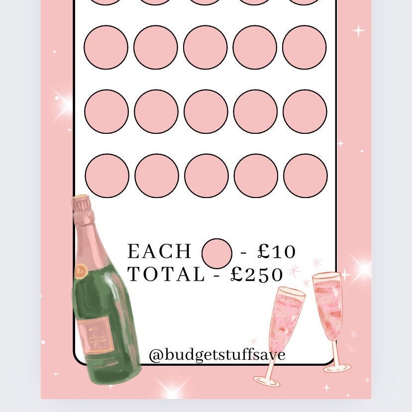 Hen party Savings Tracker and vellum wallet, cash Stuffing, Budgeting, A6 binder, Save money,  Envelope method, Budget, Challenge,