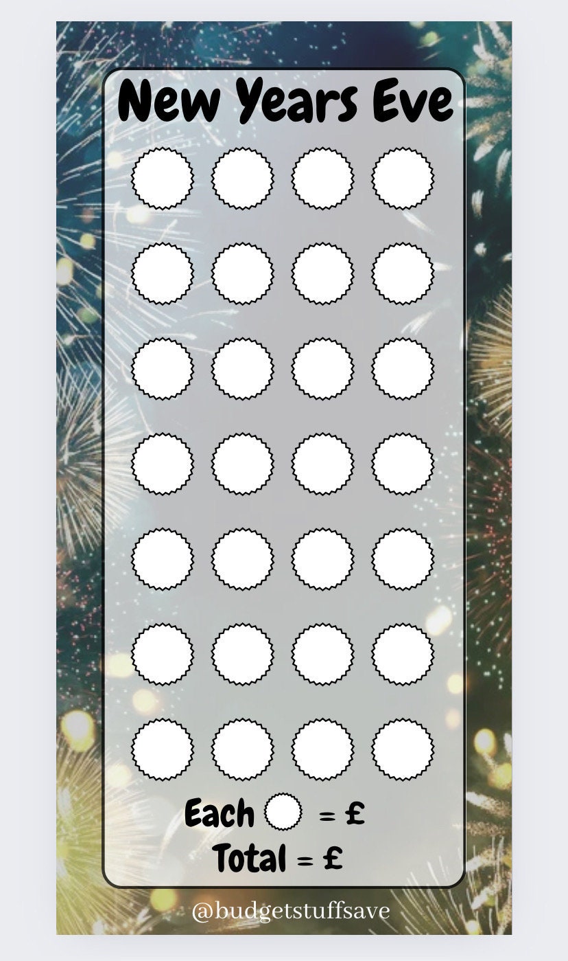 New Year themed Savings Tracker, cash Stuffing, Budgeting, A6 binder, Save money,  Envelope method, Budget, Challenge