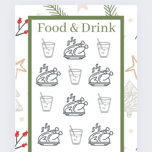 Christmas food and drink Savings Tracker, Cash Stuffing, Budgeting, Christmas day, dinner, lunch