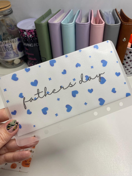 Father’s Day (Hearts design) vellum wallet, cash Stuffing, Budgeting, A6 binder, Save money,  Envelope method, Budget, Challenge