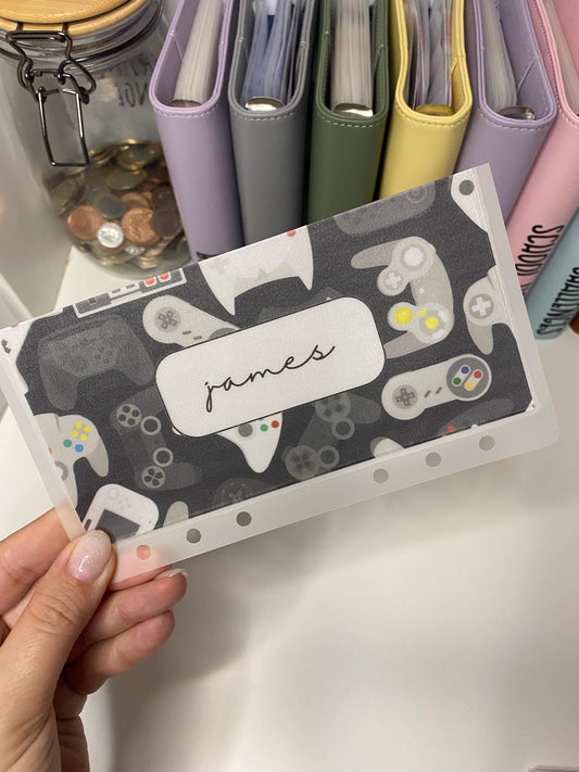 A6 Personalised Gamer Vellum Wallets for Cash Stuffing, Budgeting, Wallets, Save, Cash, Organise