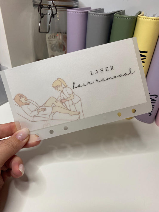A6 Laser Hair Removal Vellum Wallets for Cash Stuffing, Budgeting, Wallets, Save, Cash, Organise