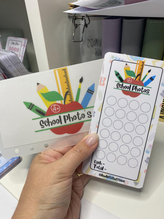 A6 School Vellum Wallets/zip wallet and tracker for Cash Stuffing, Budgeting, Photos, Uniform, Shoes, Stationary, Lunch, Club,
