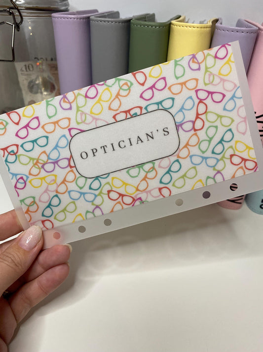 Opticians/New Glasses Savings Tracker and wallet, cash Stuffing, Budgeting, A6 binder, Save money,  Envelope method, Budget, Challenge