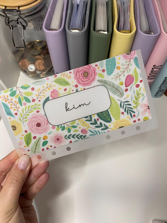 A6 Personalised Floral Vellum Wallets for Cash Stuffing, Budgeting, Wallets, Save, Cash, Organise