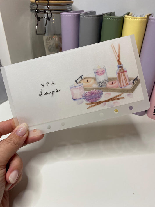 A6 Spa Days Vellum Wallets for Cash Stuffing, Budgeting, Wallets, Save, Cash, Organise