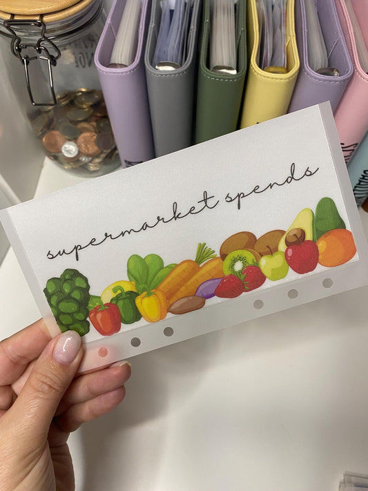 A6 Supermarket Spends Food Vellum Wallet for Cash Stuffing, Budgeting, Wallets, Save, Cash, Organise