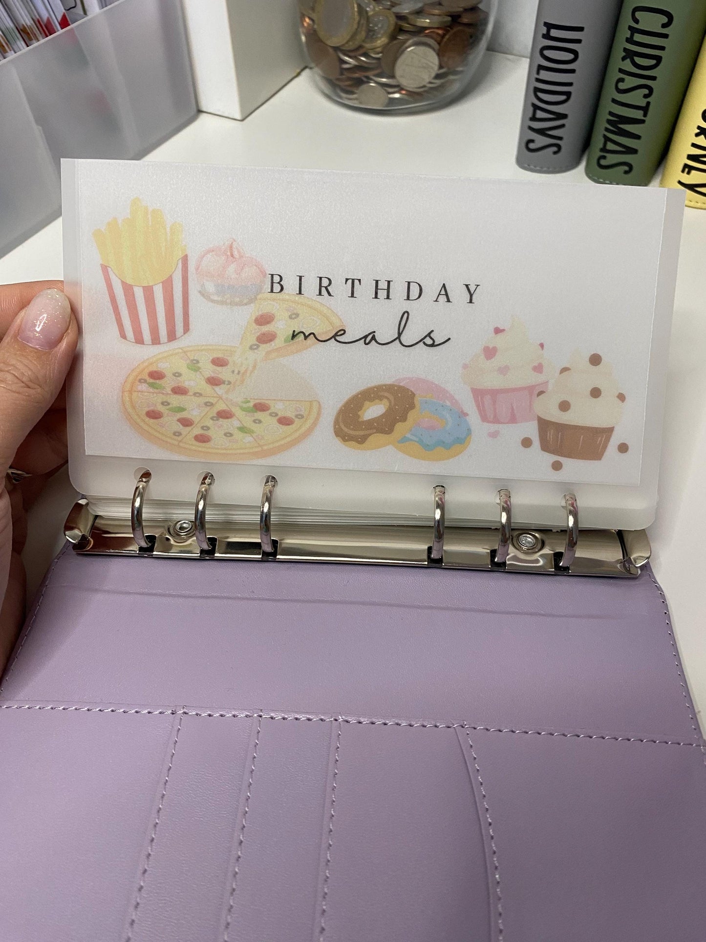 Birthday Meals tracker and Vellum Wallets for Cash Stuffing, Budgeting, Wallets, Save, Cash, Organise