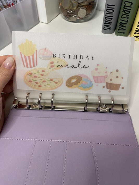 Birthday Meals tracker and Vellum Wallets for Cash Stuffing, Budgeting, Wallets, Save, Cash, Organise