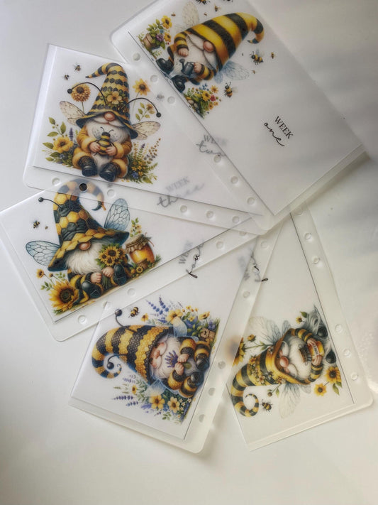 Week 1-5 Bumble Bee Vellum Wallets, weekly/monthly cash stuffing