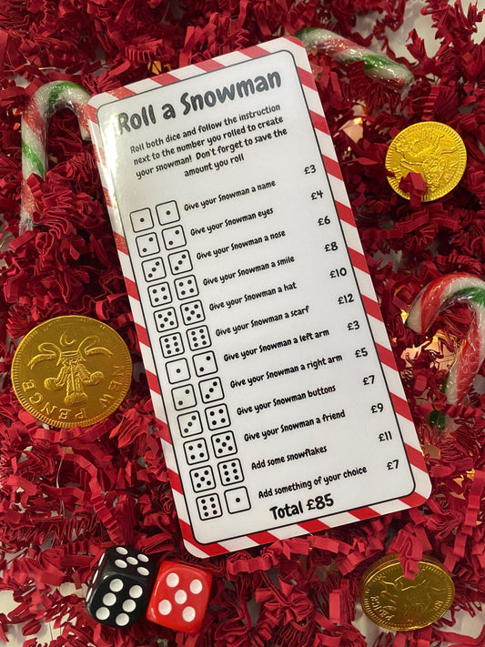 Roll a Snowman Christmas Savings Game, Cash Stuffing, Budgeting