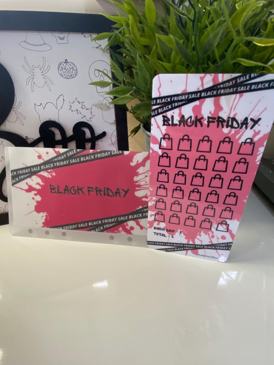 Black Friday Savings Tracker (pink splash), cash Stuffing, Budgeting, A6 binder, Save money,  Envelope method, Budget, Challenge