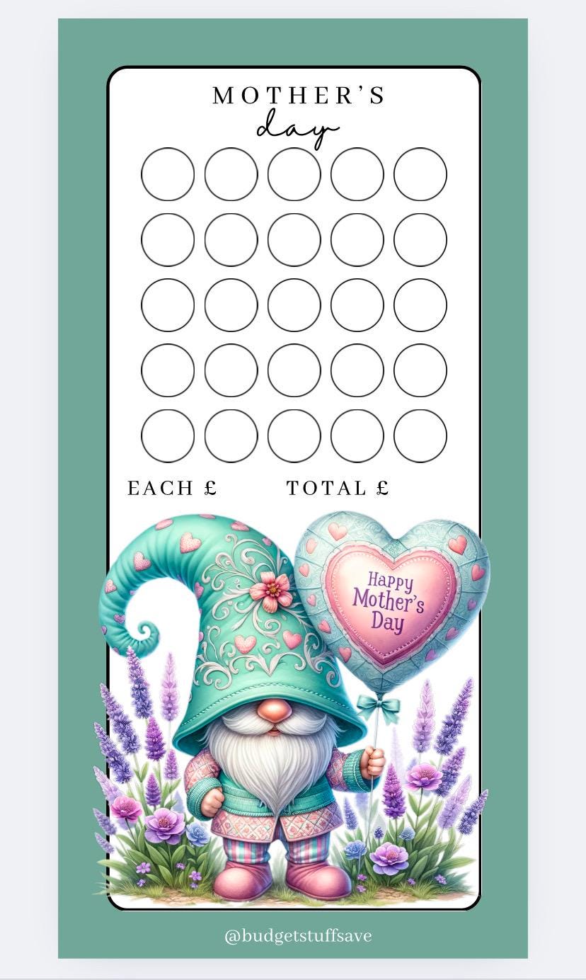 Mothers Day Gonk trackers and Vellum Wallets for Cash Stuffing, Budgeting, Wallets, Save, Cash, Organise, A6