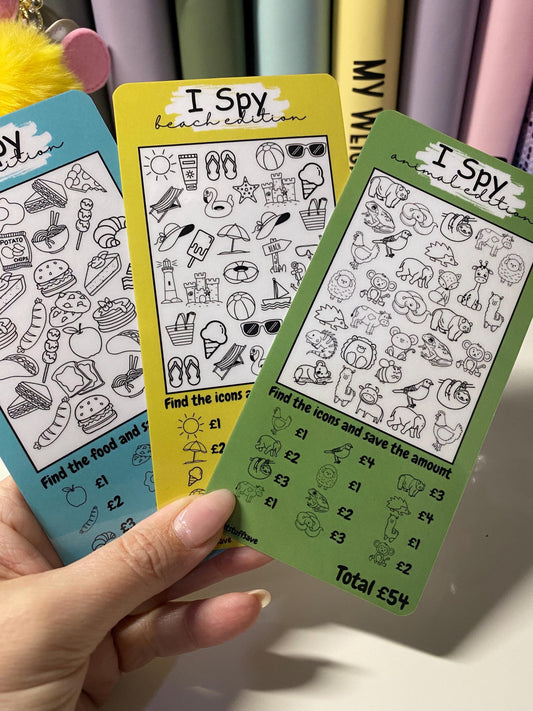 I spy Savings trackers, Cash Stuffing, Budget Binder Trackers, Save Money, Cash Envelopes, Budgeting, Money Saver, Presents, Gifts