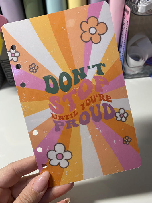 Don’t stop until your proud! A6 Binder Dashboard, Cash Stuffing, Budgeting, Save Money, Budget, Monthly, Weekly, Savings, Reset