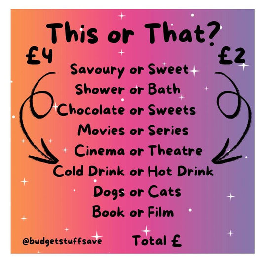 This or That Mini Tracker, Cash Stuffing, Budgeting, Budget Binder, Tracker, Save, Money, Challenge
