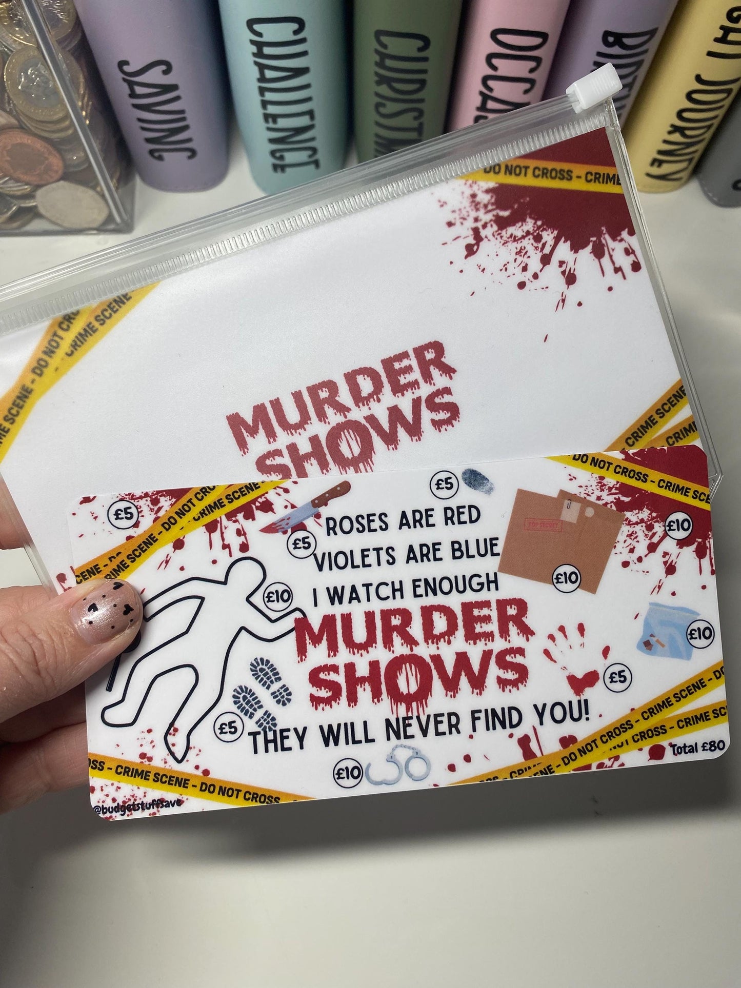 Crime Tv Show savings tracker, Cash Stuffing, Budget Binder Trackers, Save Money, Cash Envelopes, Budgeting, Money Saver, Presents, Gifts