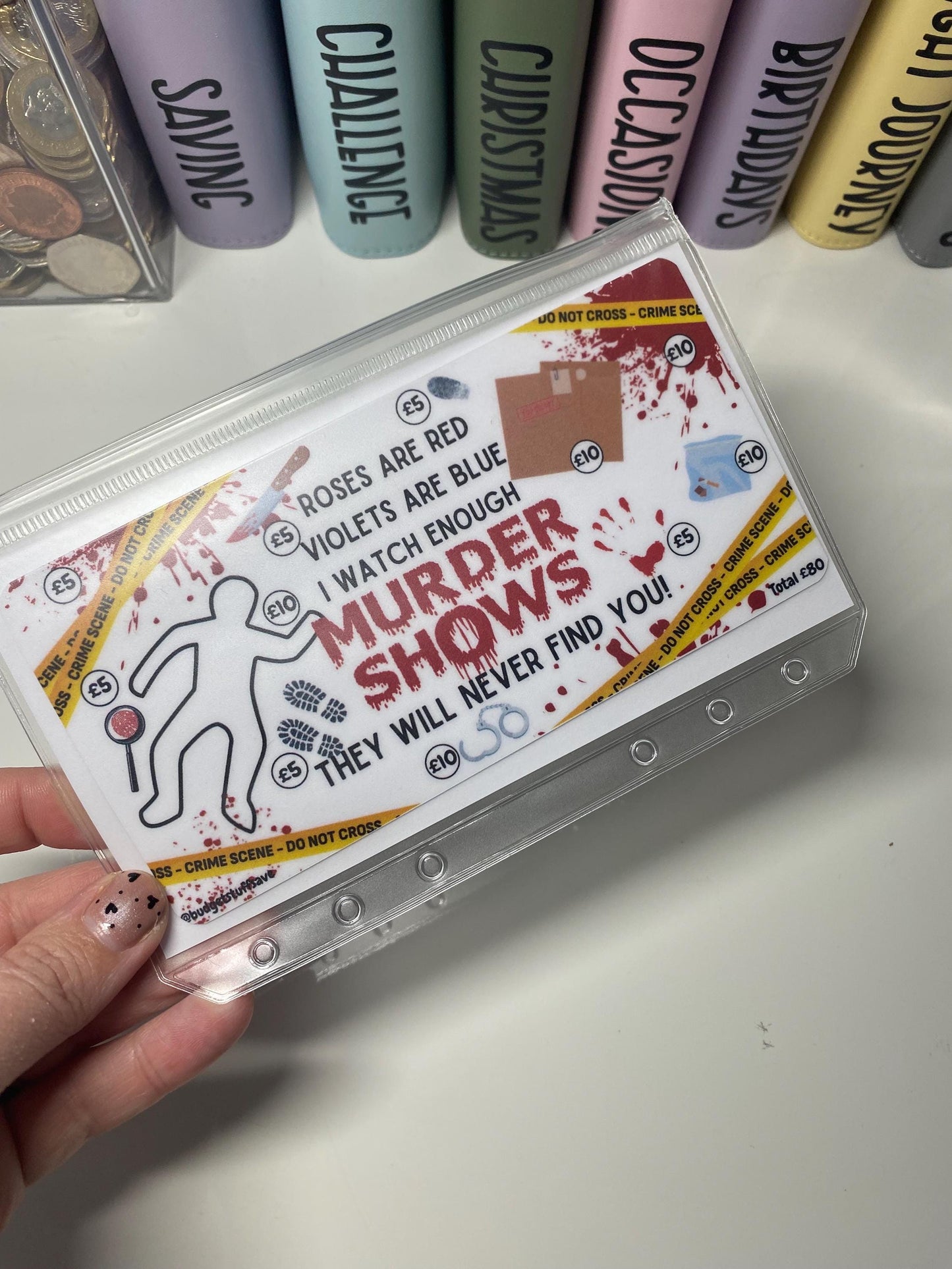 Crime Tv Show savings tracker, Cash Stuffing, Budget Binder Trackers, Save Money, Cash Envelopes, Budgeting, Money Saver, Presents, Gifts