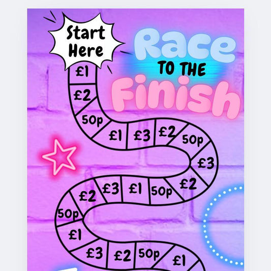 Kids Neon Race to the finish Savings Tracker and wallet, cash Stuffing, Budgeting, A6 binder, Save money,  Envelope method, Challenge