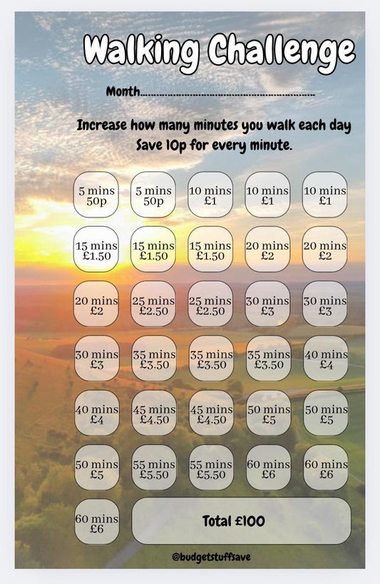 A6 Walking Challenge Dashboard (2 designs to choose from)