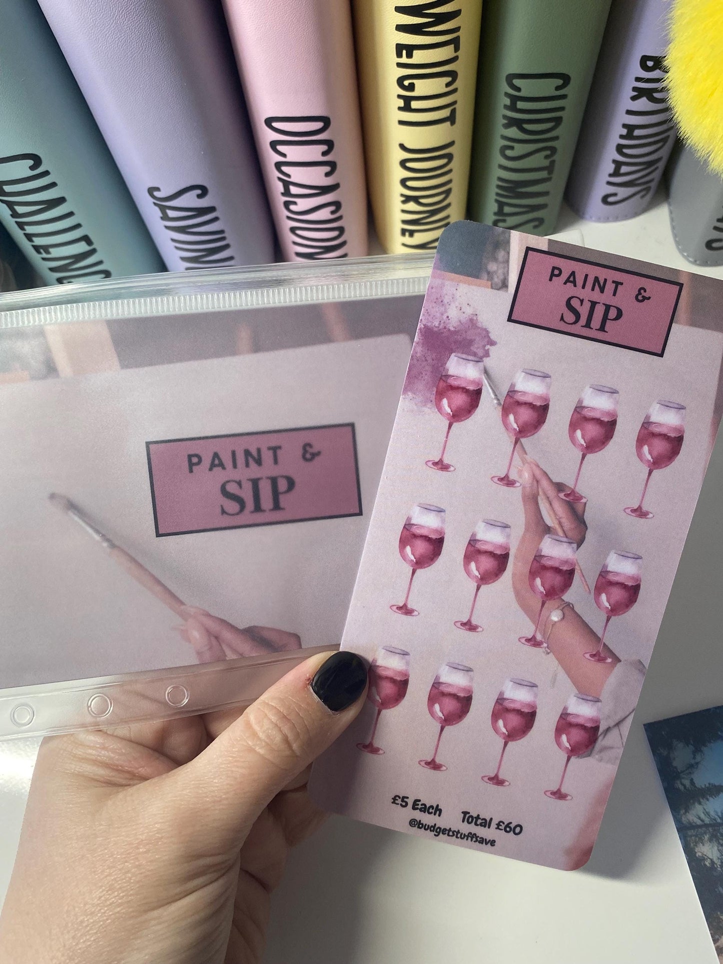 Paint & Sip Challenge Savings Tracker and wallet, cash Stuffing, Budgeting, A6 binder, Save money,  Envelope method, Budget, bucket list