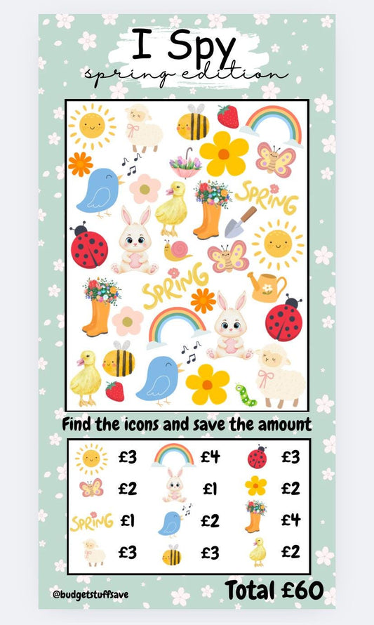 I Spy Spring Edition Tracker, Cash Stuffing, Budget Binder Trackers, Save Money, Cash Envelopes, Budgeting, Money Saver, Presents, Gifts