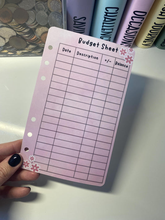 A6 Reusable Budget Sheet Dashboard