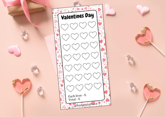 Valentines Day Savings Tracker and vellum wallet, cash Stuffing, Budgeting, A6 binder, Save money,  Envelope method, Budget, Challenge