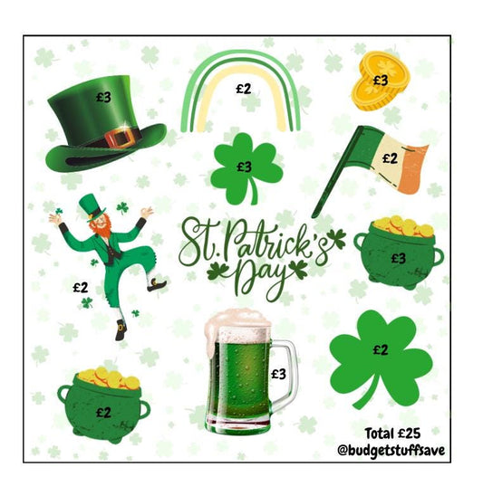 St Patrick’s Day Mini Budget Tracker, Cash Stuffing, Budget Binder, pocket money, cash envelope