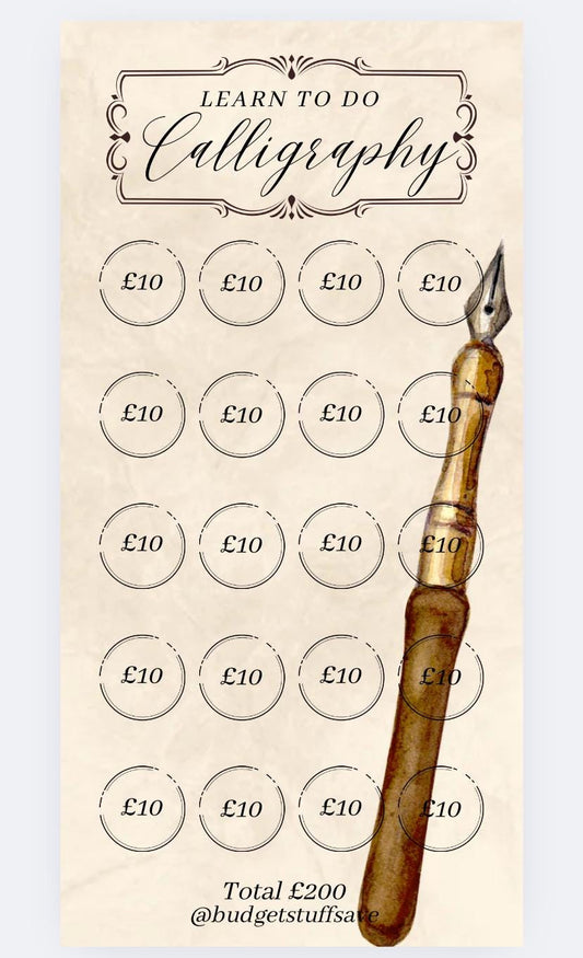 Learn Calligraphy Savings Tracker and wallet, cash Stuffing, Budgeting, A6 binder, Save money,  Envelope method, Budget, Challenge