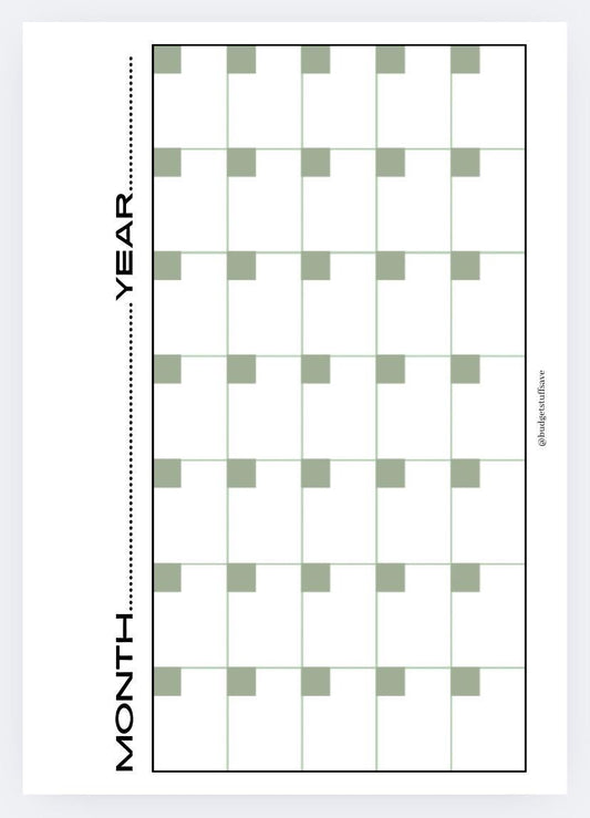 A5 Blank Month laminated Dashboard (Matches our A5 Budget Planner)
