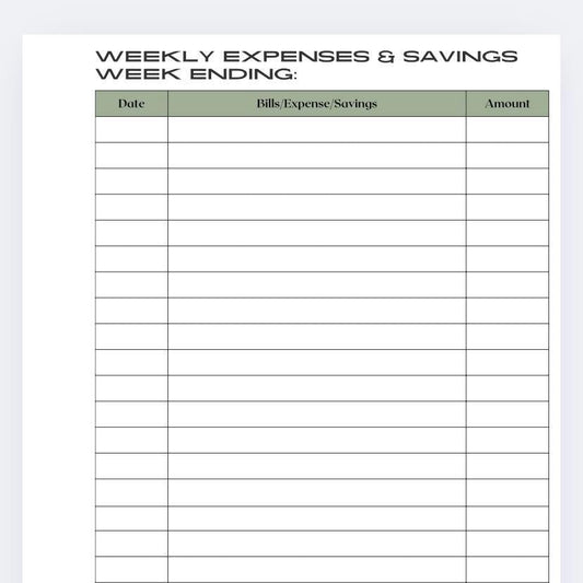 A5 Weekly Budget Sheets - 52 pages  (Matches our A5 Budget Planner)