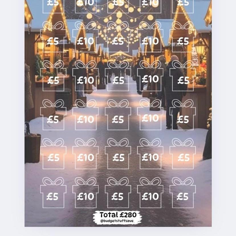 Christmas Market Savings Tracker and wallet, cash Stuffing, Budgeting, A6 binder, Save money,  Envelope method, Budget, Challenge