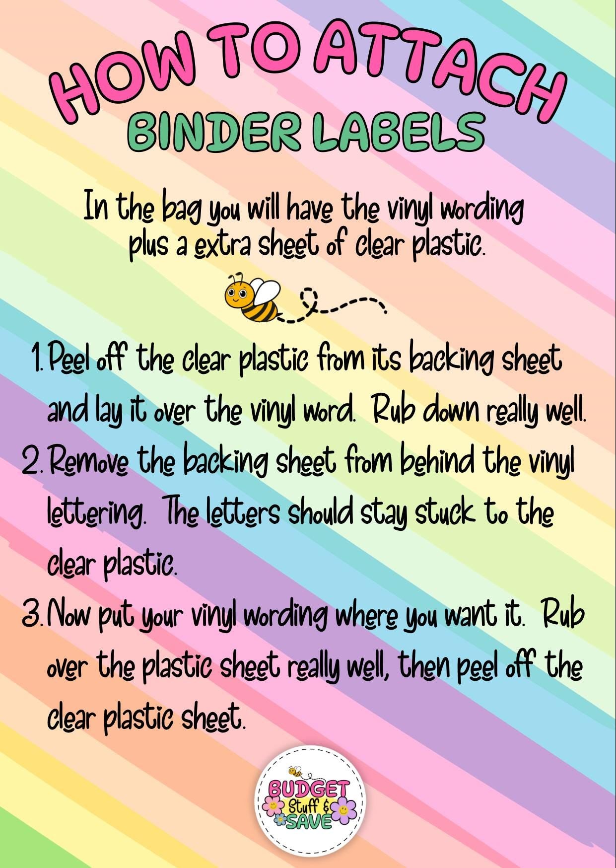 Labels for your binder, Binder not included