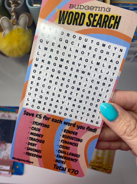 Budgeting Wordsearch Saver, Cash Stuffing, Budget Binder Trackers, Save Money, Cash Envelopes, Budgeting, Money Saver, Presents, Gifts
