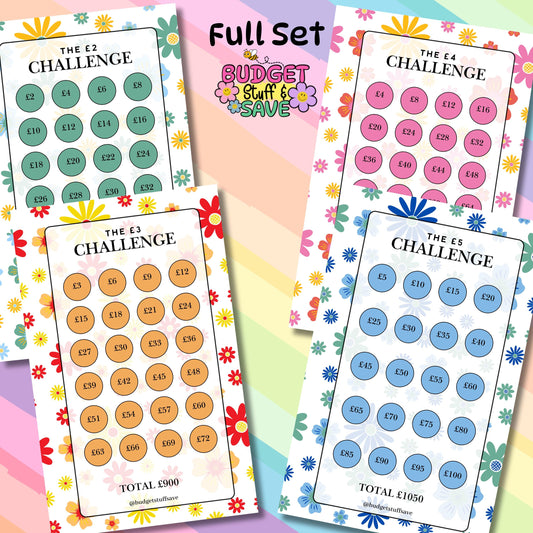 The x2,x3, x4, x5 Challenges, Dashboard size, A6 Binder, Cash Stuffing, Budgeting, Save Money, Budget, Monthly, Weekly, Savings, Reset
