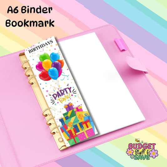 Birthdays Bookmark/Divider for A6 Binder, Cash Stuffing, Budget Binder Trackers, Save Money, Budgeting, Money Saver, Presents, Gifts